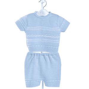 Dandelion Knitted Top and Shorts Set Blue