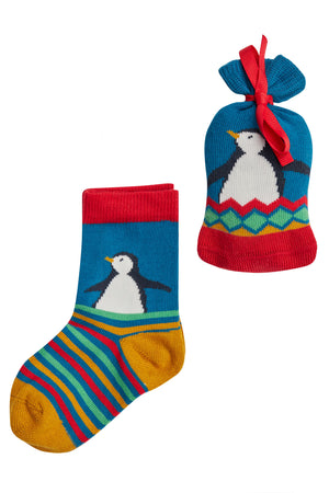 Frugi Super Socks in a Bag Deep Sea Penguin