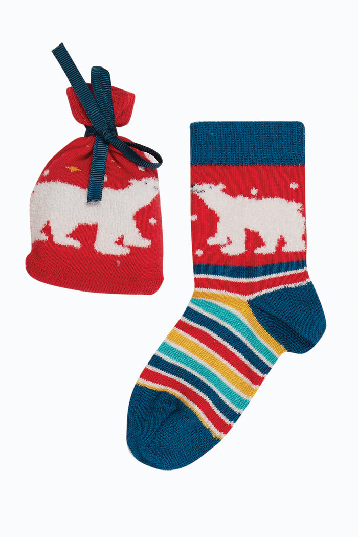 Frugi Super Socks in a Bag True Red Polar Bear