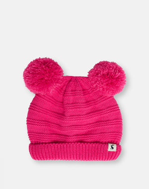 Joules Pom Knitted Hat and Glove Set Bright Pink