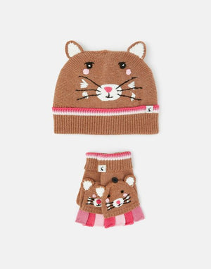 Joules Chummy Character Hat and Gloves Set, Squirrel