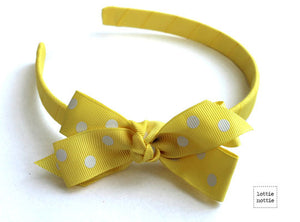 Lottie Nottie Alice Bands-Polka Dots, yellow