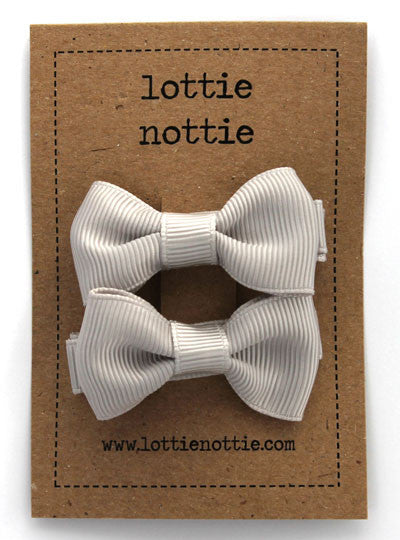 Lottie Nottie Solid Bow Hair Clips-Dove Grey