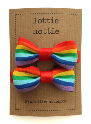 Lottie Nottie Bow Hair Clips- Rainbows