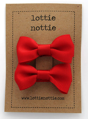 Lottie Nottie Solid Bow Hair Clips - Red