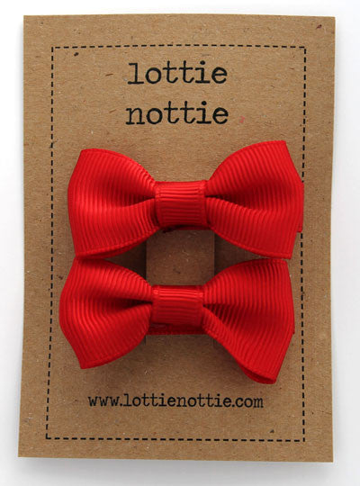 Lottie Nottie Solid Bow Hair Clips-red