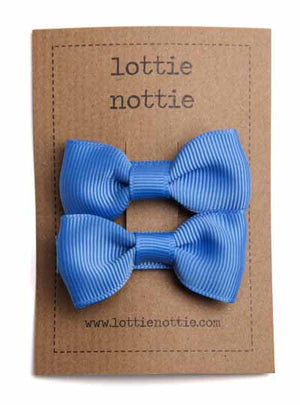 Lottie Nottie Solid Bow Hair Clips- French Blue