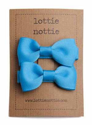 Lottie Nottie Solid Bow Hair Clips- Turquoise