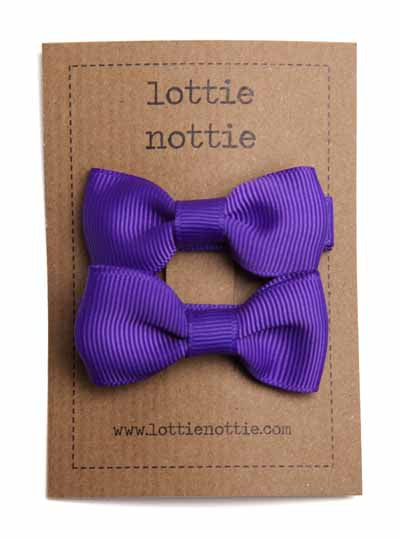 Lottie Nottie Solid Bow Hair Clips- Purple