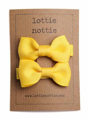 Lottie Nottie Solid Bow Hair Clips- Bright Yellow
