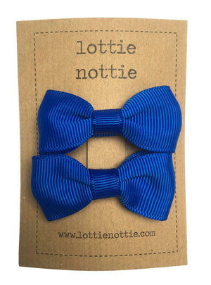 Lottie Nottie Solid Bow Hair Clips- Royal Blue