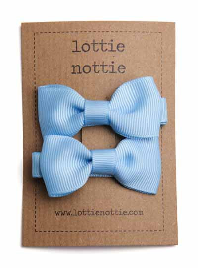 Lottie Nottie Solid Bow Hair Clips- Light Blue