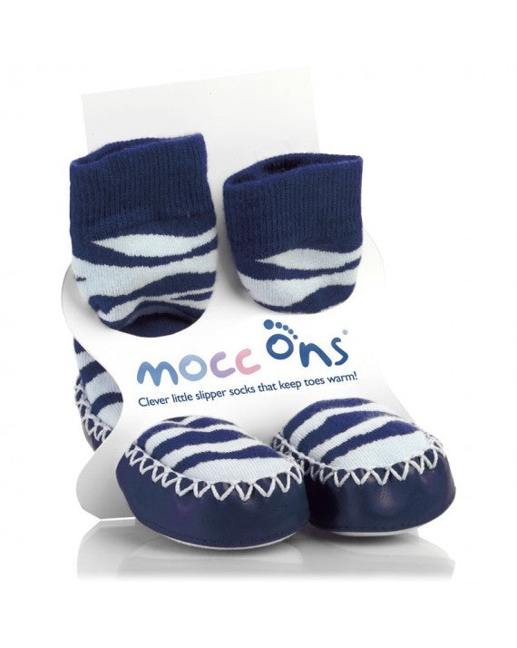 MoccOns Slipper Socks Zebra Stripe