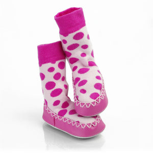 Mocc Ons Slipper Socks Pink spot
