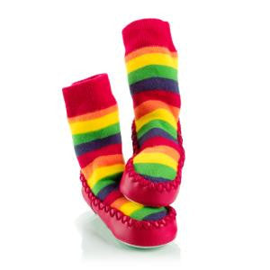 MoccOns Slipper Socks Rainbow Stripe
