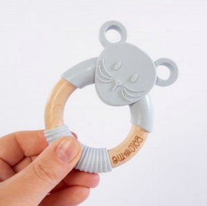 Monty Mouse Teether Grey