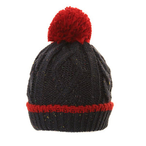 Speckled Knitted Bobble Hat Navy
