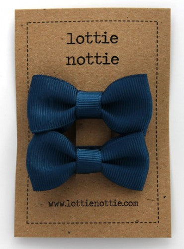 Lottie Nottie Solid Bow Hair Clips-navy