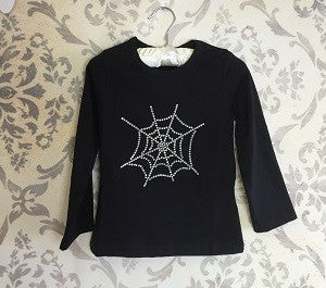 Girls Diamante T Shirt Spiders Web