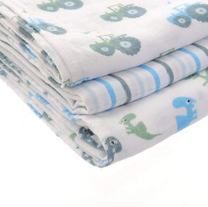Ziggle Muslin Squares 3 Pack Blues