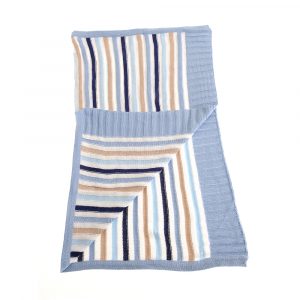 Baby Blanket Blue and Beige Stripes