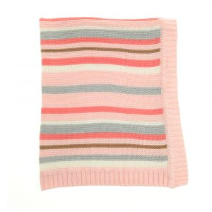 Baby Blanket Pink and Grey Stripes