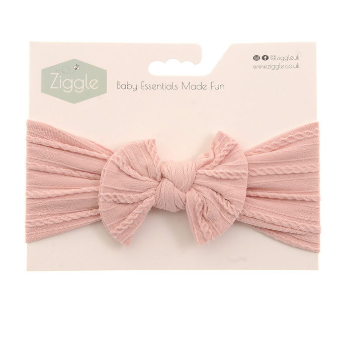 Ziggle Top Bow Turban Headband Rose Pink